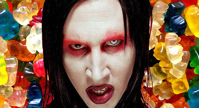 Goth-rock goblin Marilyn Manson will apparently be gobblin’ gummy bears backstage...