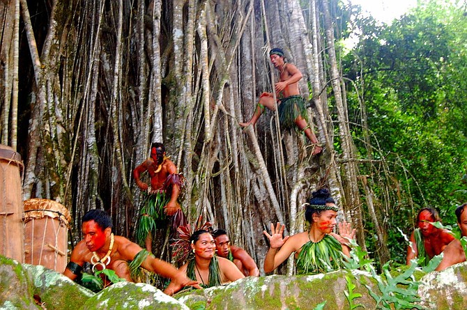 The dancers at the Kamuihei ceremonial site in Nuku Hiva were so exuberant during their thrilling performance that some even climbed the banyan tree.