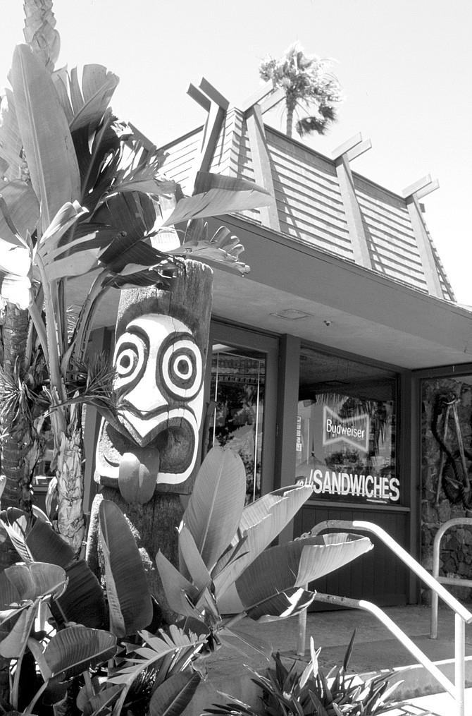 Trader Mort's Liquor & Deli, Shelter Island Drive. “One of the most perfect tiki commercial buildings” Bevil has ever seen.