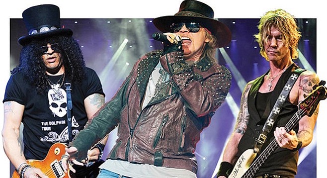 Axl, Slash, and Duff bring the worldwide Guns 'N Roses tour through town to play Qualcomm on Monday night!