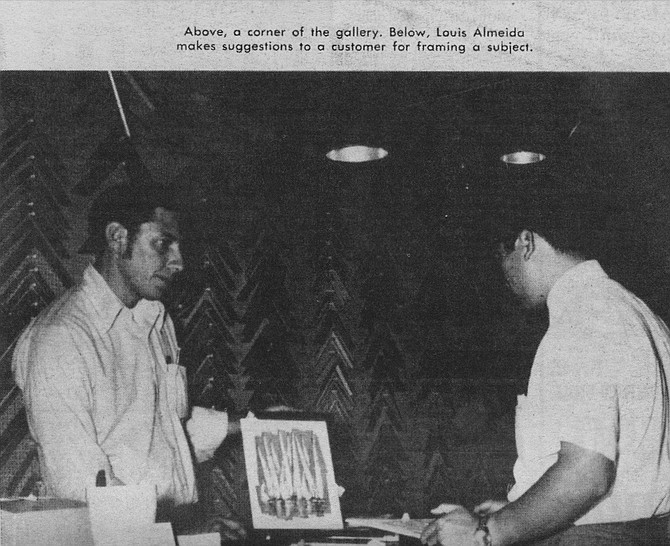 Louis Almeida, left, from a December 1971 Decor magazine article on the Thackeray Gallery in Hillcrest