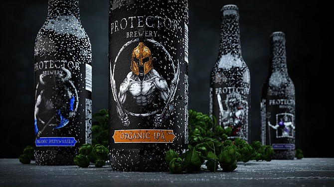 Bottle designs shared by Protector Brewery, an organic brewery planned for later this year.