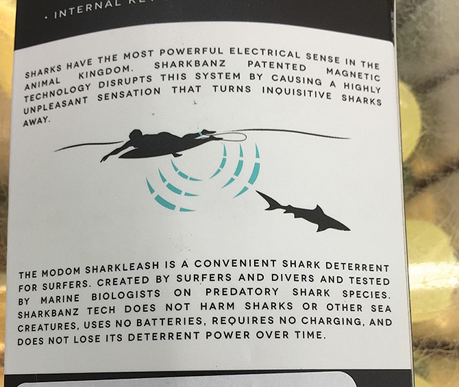 Shark-deterrent leash label