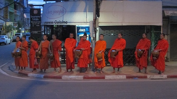 Tak-Bat line of monks