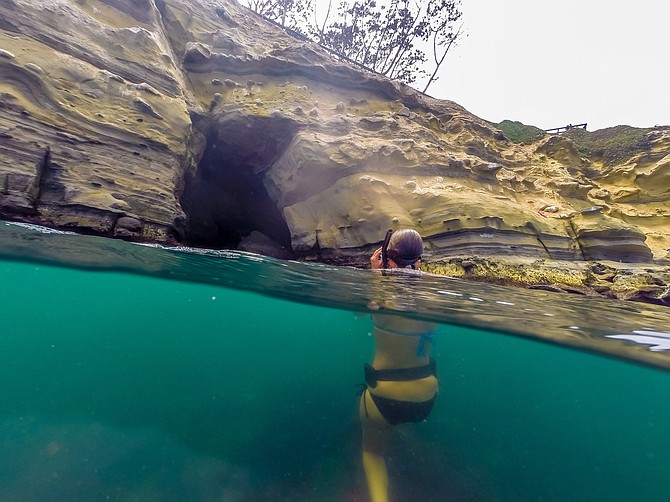 free-diver at the caves of La Jolla