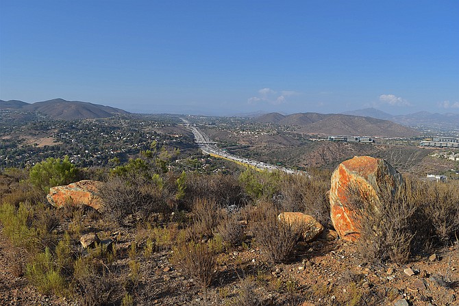 View of I-15 North from Canyon Hills Open Space, Rancho Penasquitos, California.  8/16