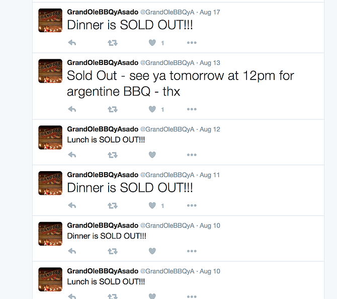 Screenshot of Grand Ole BBQ’s Twitter feed
