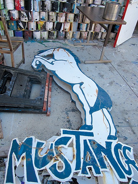 The school recently rehabbed a metal Mustang sculpture that was made by San Dieguito students in the ’70s.