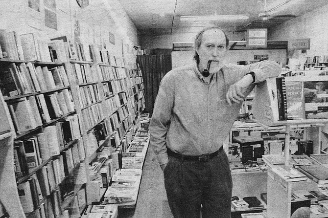 Tom Stout, owner of Blue Door. The Blue Door is the most ascetic, the most quixotic bookstore ever to invite me to read. 