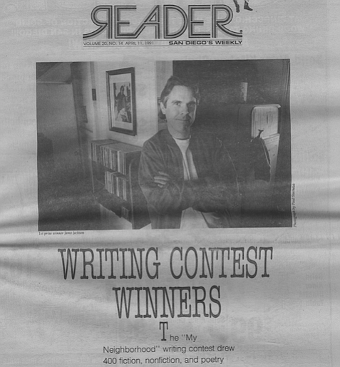 Writing contest cover includes photo of Jamo Jackson, first prize winner
(photo by Paul Stachelek)