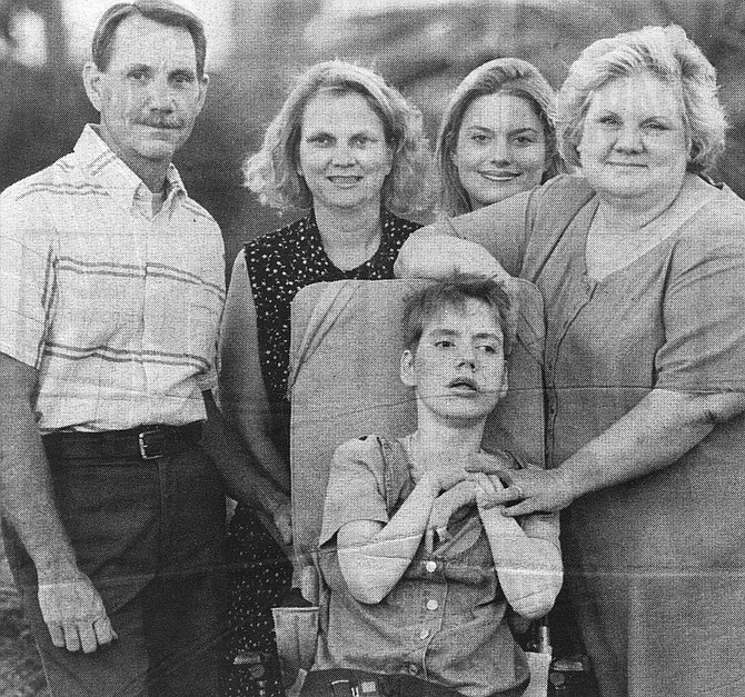 Billye Giesecke (far right) with her family at Friendship Manor
