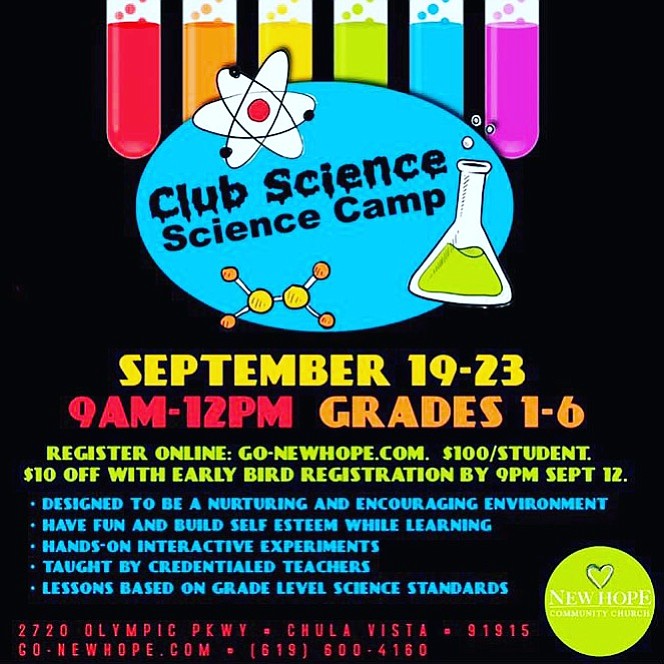 Science fun! Fall Break Science Camp! 
September 19-23, 2016
Early bird special $10 OFF by Sept 12!
Register now for hands-on science fun! 