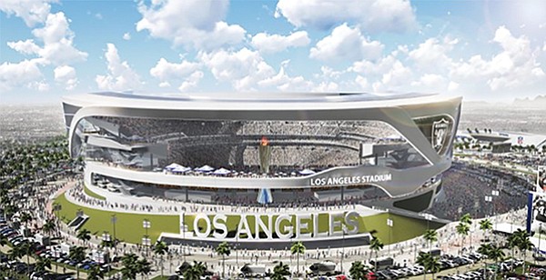 Illustration of stadium that Raiders and Chargers were going to build in L.A. area last year