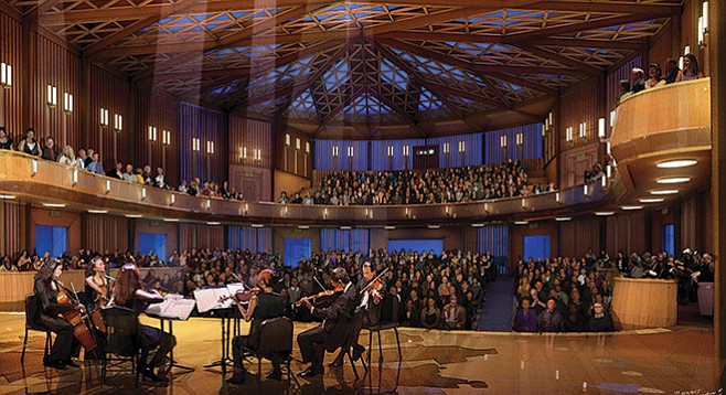 Architectural rendering of the Conrad Prebys Performing Arts Center, due to open in 2018