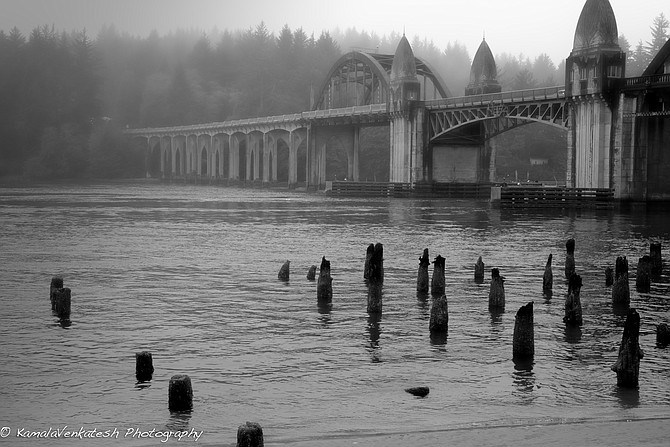 "When the fog lifts, things become clear...but oh how mysterious is the fog, only your imagination can take you behind it"! - Kamala Venkatesh

Art deco, drawbridge on the Siuslaw River in Florence, Oregon swathed in fog. Isn't she a beauty!? What stories can she tell!