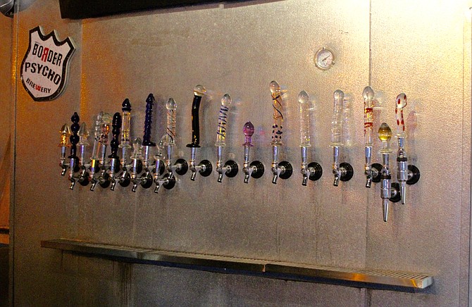 Taps behind the bar