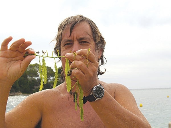 Eric Muñoz holding Caulerpa taxifolia in France last year
