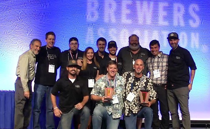 Team Karl accepts the not quite right brewer of the year award at the 2016 Great American Beer Festival.