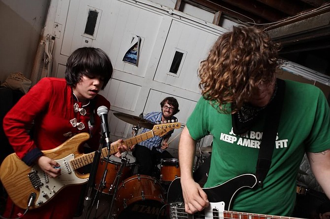 Indie-rock Jersey band Screaming Females set up at Soda on Tuesday night.
