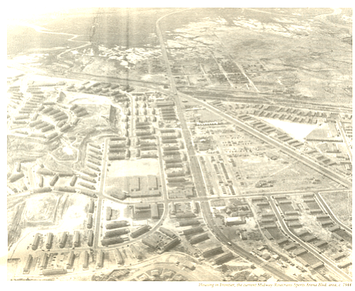 Aerial shot of Frontier housing, 1944