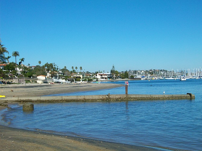 San Diego Bay beach near Point Loma Sub Base.