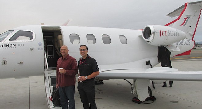 Dennis Kish of Rancho Santa Fe and pilot Rick Barreto