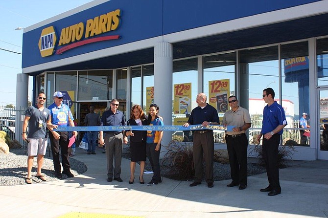NAPA AUTO PARTS officials, El Cajon Councilwoman, California Highway Patrol and KSON-FM officially opened NAPA’s newly remodeled store at 1235 Broadway this month and kicked off the grand reopening all-day celebration with family fun and record breaking sales. 

Pictured (l. to r.): John Flint – KSON-FM John & Tammy in the Mornings, John Hartman – district sales manager NAPA San Diego, Marc Stein – retail business development manager NAPA San Diego, Star Bales – El Cajon Councilwoman, Jenna Wong –store manager NAPA El Cajon, Ray Away – district manager NAPA Los Angeles/San Diego, Sergeant Steve Lopez – California Highway Patrol and Steve Corino –general manager NAPA El Cajon.
