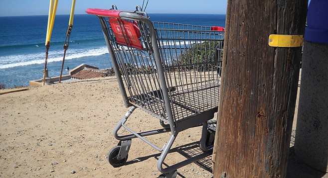 Beached shopping cart