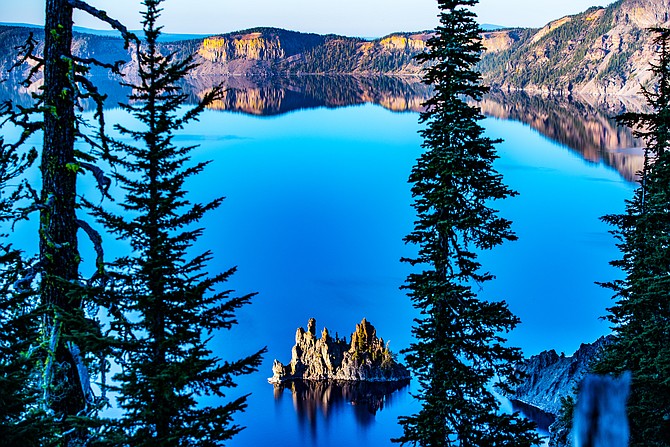 Phantom Ship is a small island in Crater Lake in the U.S. state of Oregon. It is a natural rock formation pillar which derives its name from its resemblance to a ghost ship, especially in foggy and low-light conditions.
