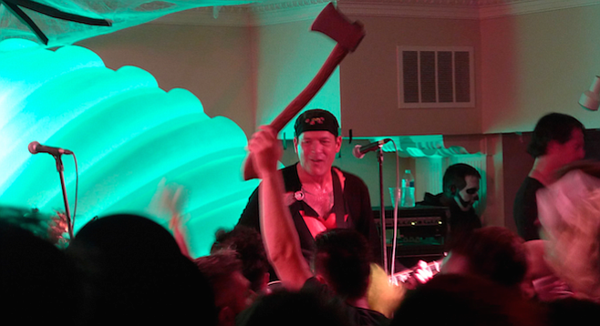 Throughout Rocket from the Crypt's set a fan near the front hoisted an axe above the crowd.