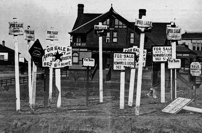 Evidence of the San Diego real-estate bust, 1889. An economic depression swept over the nation, and Southern California was particularly hard hit.