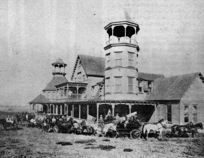 Ocean Beach's Cliff House, built by Carlson & Higgins in 1888. But where was the San Diego, Roseville, &amp; Ocean Beach Railroad?