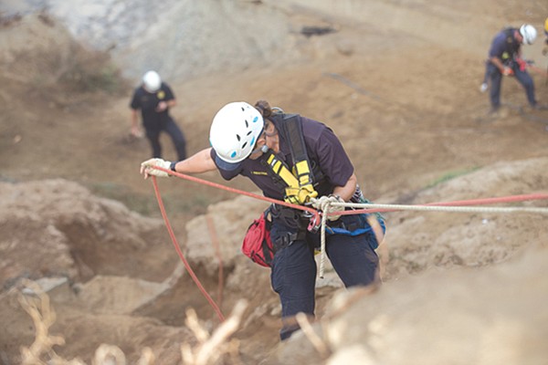 Prestegard trains for cliff rescues at Ladera Park in Sunset Cliffs