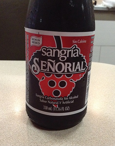 Bottle of Mexican non-alcoholic sangría to wash it down