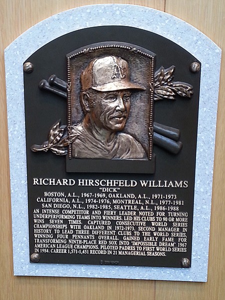 Dick Williams’s plaque at the National Baseball Hall of Fame and Museum