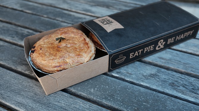 Pop Pie Co. serves savory pies to go in this clever sleeve box.