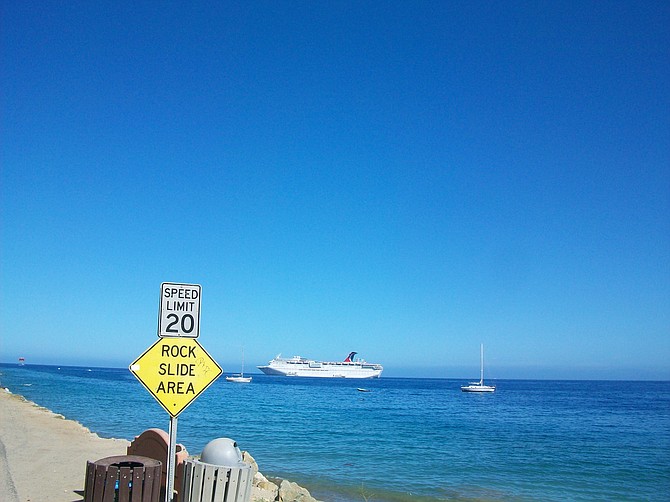 Carnival Cruise ship anchored off Catalina Island.