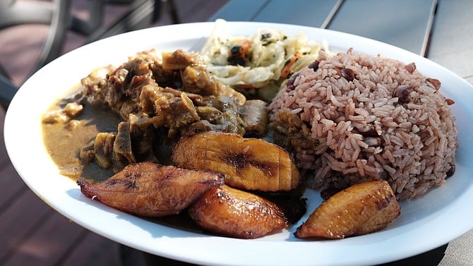 Bony goat and boring sides. Plantains shouldn’t be your favorite part of this plate.