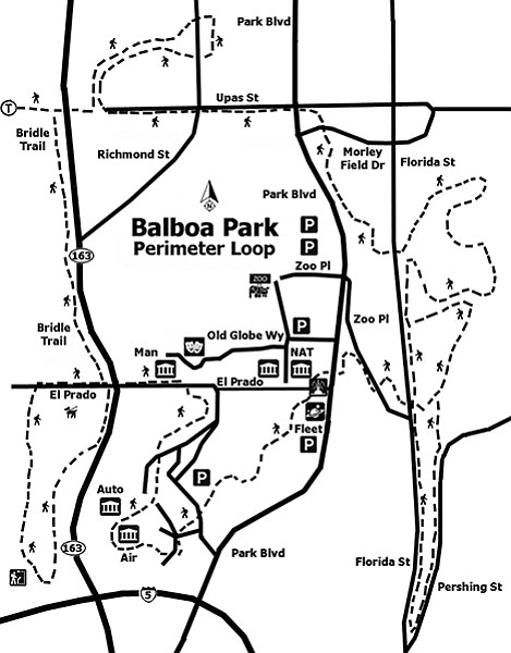 Trail map — Balboa Park perimeter loop