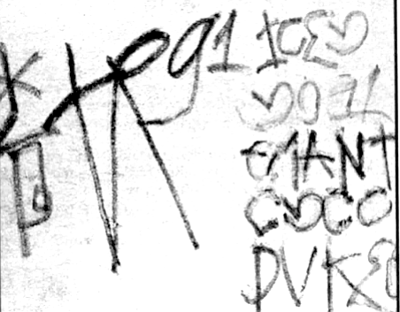 Over some of the OBS graffiti, the letters OKB have been scrawled in white chalk. “That’s the Oriental Killer Boys, mostly Lao. They’re the main enemy.”