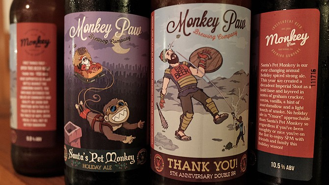 Monkey David takes out Big Beer Goliath, and a monkey pulls Santa's sleigh for Monkey Paw's first bottle releases.