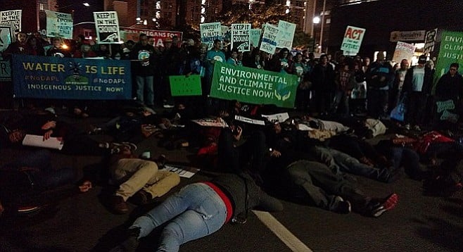 At the die-in on Front Street