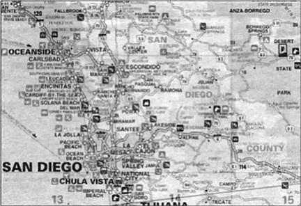 San Diego recreation map. "Most of the maps in America are not readable." 