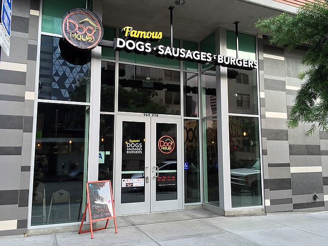 You may build your own dog, beginning with a hot dog, bacon-wrapped hot dog, or housemade sausage. 