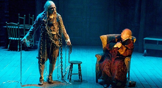 Marley and Scrooge in Cygnet Theatre's A Christmas Carol