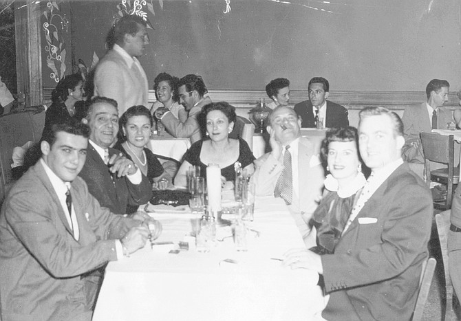 Thelma (center), Frank Bompensiero, Mary Ann, and Dutch seated to her left. Mary Ann didn’t want Dutch at the Gold Rail at night; she wanted him home, with her. Bompensiero set Dutch up as collector for Maestro Music.