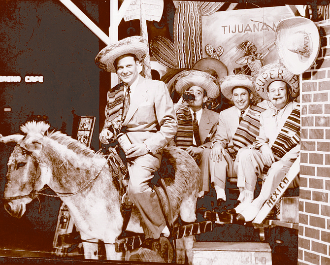 Frank Bompensiero (right) with Kansas City friends, Tijuana, 1950. Bompensiero began to drive back and forth to Tijuana to entertain guests from Kansas City and St. Louis and Sicily.