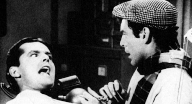Jack Nicholson dentist scene in Little Shop of Horrors, 1960.