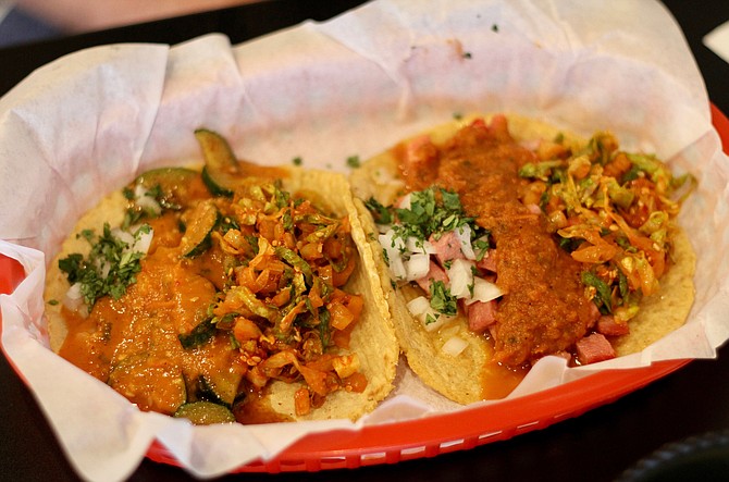 A vegan taco (squash in orange salsa), and the favorite of the day, the marlin