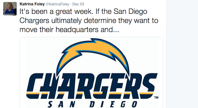 Costa Mesa mayor Katrina Foley looks forward to the Chargers' possible move to Orange County